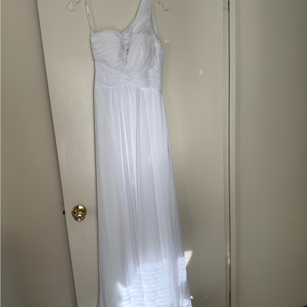 One-Shoulder White Chiffon Dress